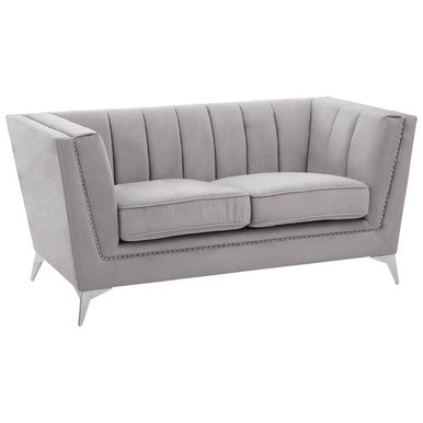 2 Seat Grey Velvet Sofa, Hansa