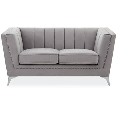 2 Seat Grey Velvet Sofa, Hansa
