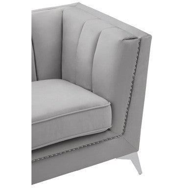 2 Seat Grey Velvet Sofa, Hansa