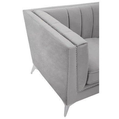 2 Seat Grey Velvet Sofa, Hansa