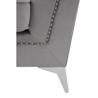 2 Seat Grey Velvet Sofa, Hansa