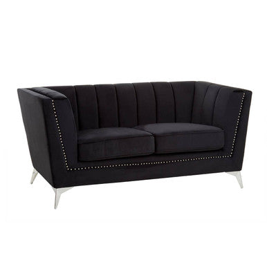 2 Seat Black Velvet Sofa, Hansa