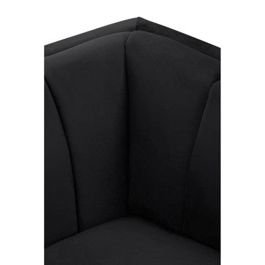 2 Seat Black Velvet Sofa, Hansa