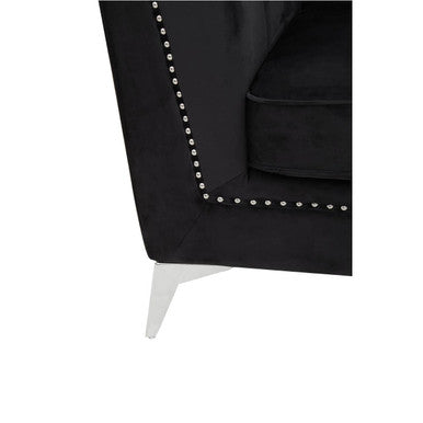2 Seat Black Velvet Sofa, Hansa