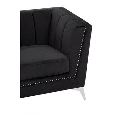 2 Seat Black Velvet Sofa, Hansa