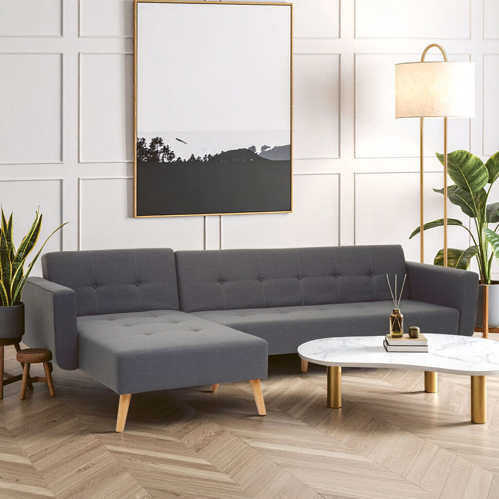Grey Linen Corner Sofa Bed, Hansa Hagen