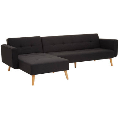 Black Linen Corner Sofa Bed, Hansa Hagen