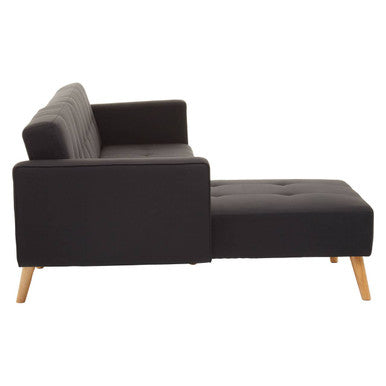 Black Linen Corner Sofa Bed, Hansa Hagen