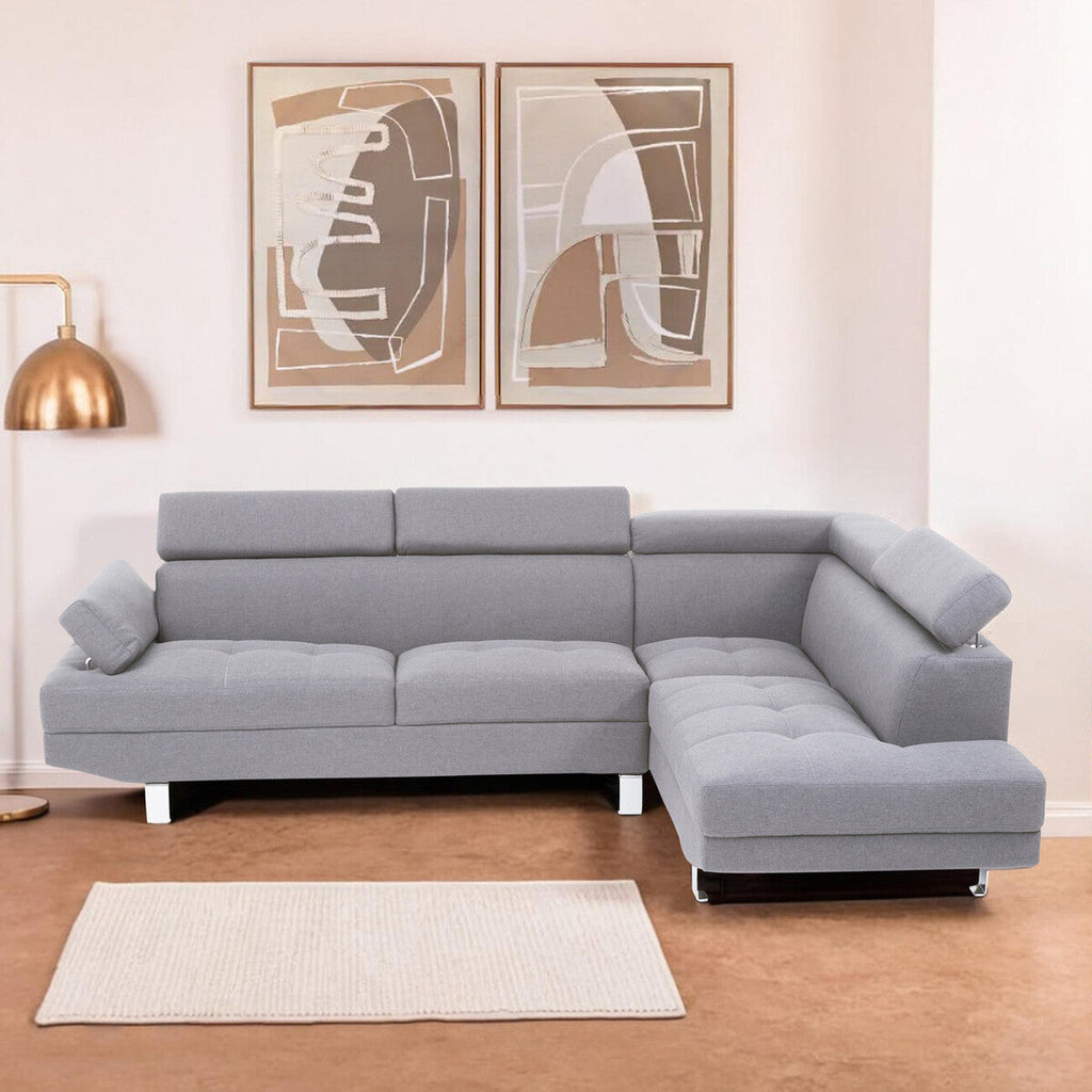 Grey Linen Corner Sofa, Hanover