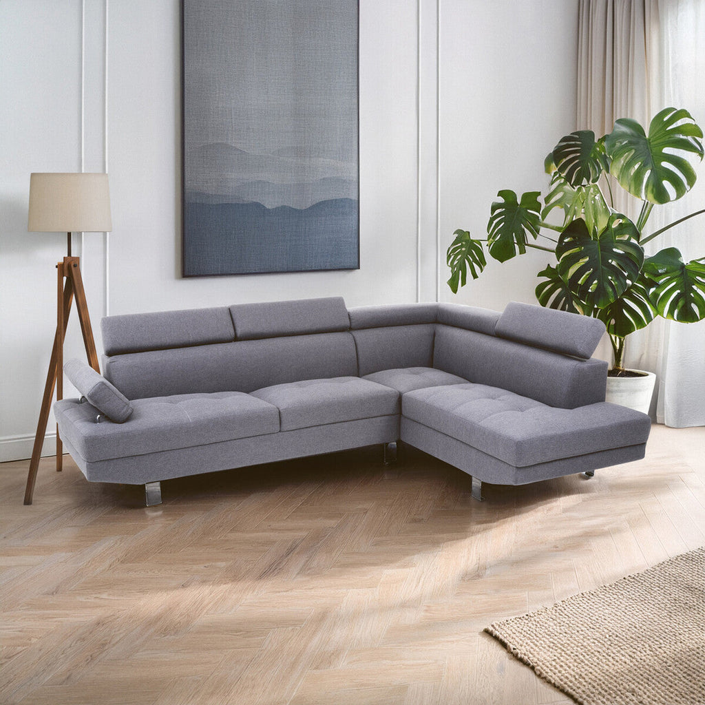 Grey Linen Corner Sofa, Hanover