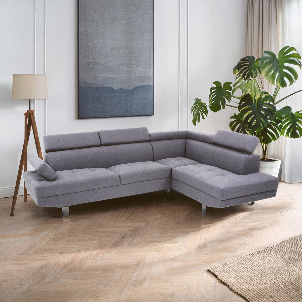 Grey Linen Corner Sofa, Hanover