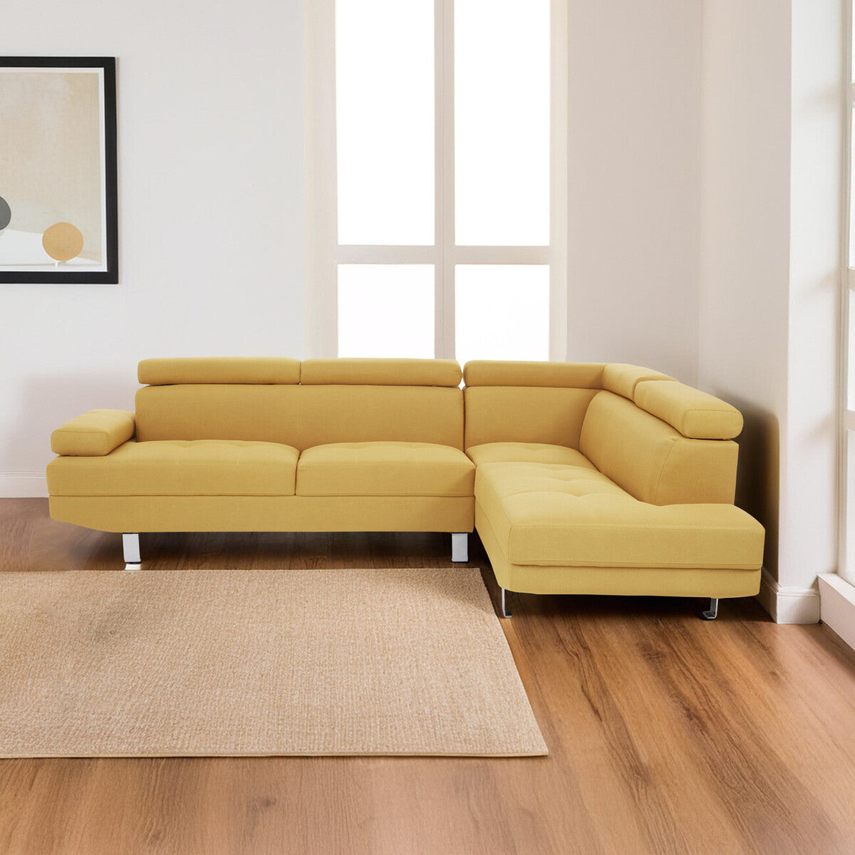 Ochre Linen Corner Sofa, Hanover