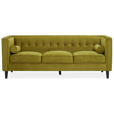 3 Seat Olive Velvet Sofa, Helia