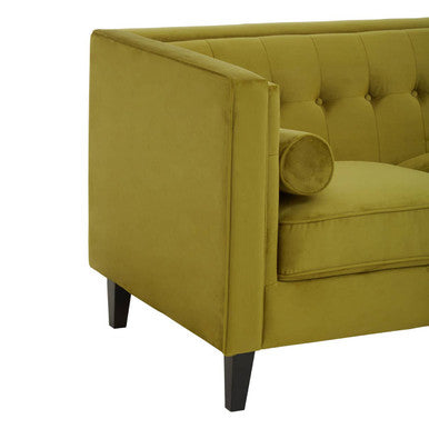 3 Seat Olive Velvet Sofa, Helia