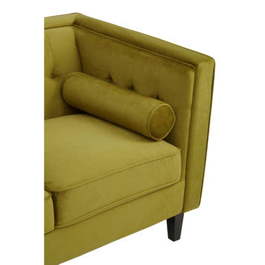3 Seat Olive Velvet Sofa, Helia