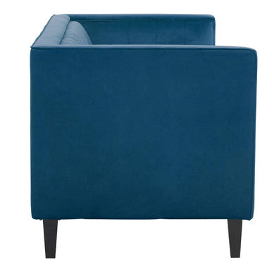 3 Seat Blue Velvet Sofa, Helia