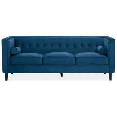 3 Seat Blue Velvet Sofa, Helia