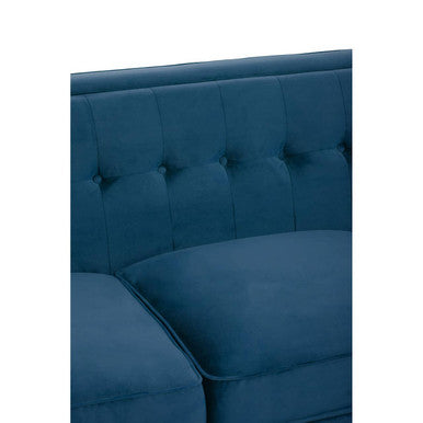 3 Seat Blue Velvet Sofa, Helia