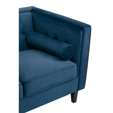 3 Seat Blue Velvet Sofa, Helia