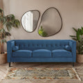 3 Seat Blue Velvet Sofa, Helia