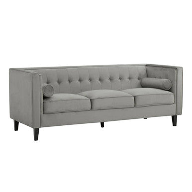3 Seat Grey Velvet Sofa, Helia
