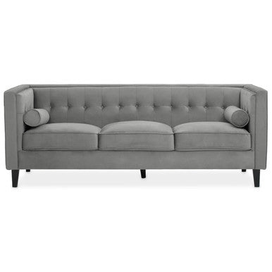 3 Seat Grey Velvet Sofa, Helia