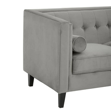 3 Seat Grey Velvet Sofa, Helia