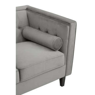 3 Seat Grey Velvet Sofa, Helia