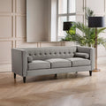 3 Seat Grey Velvet Sofa, Helia