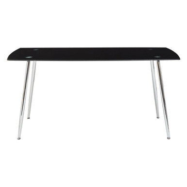 Black Tempered Glass Top & Silver Frame Dining Table With 6 Chairs Set, Wimslow