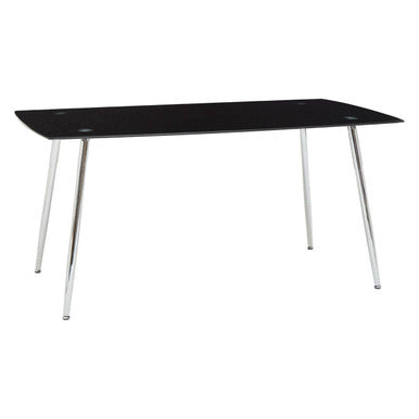 Black Tempered Glass Top & Silver Frame Dining Table With 6 Chairs Set, Wimslow