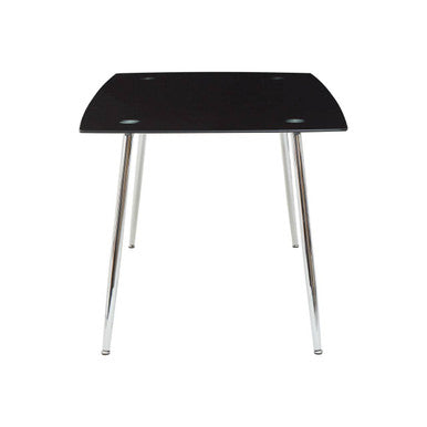 Black Tempered Glass Top & Silver Frame Dining Table With 6 Chairs Set, Wimslow