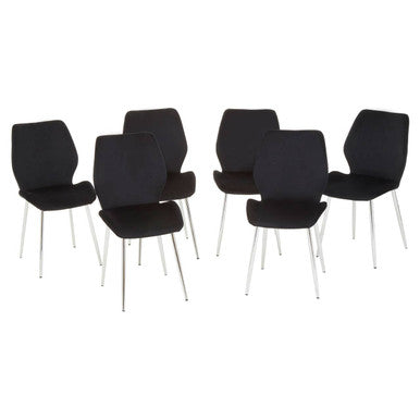 Black Tempered Glass Top & Silver Frame Dining Table With 6 Chairs Set, Wimslow