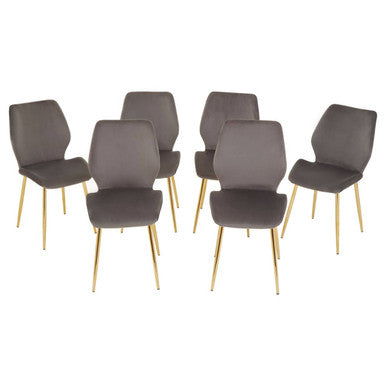 Smoked Glass Top & Slanted Legs Coffee Table With 6 Chairs Set, Wimslow
