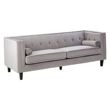 3 Seat Grey Velvet Sofa, Felisa