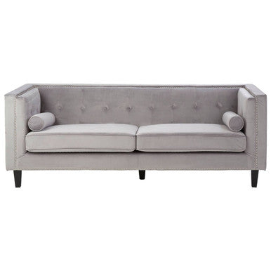 3 Seat Grey Velvet Sofa, Felisa