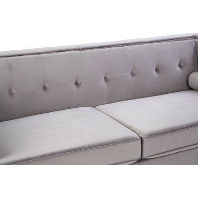 3 Seat Grey Velvet Sofa, Felisa