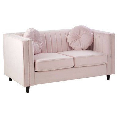 2 Seat Pink Velvet Sofa, Farah
