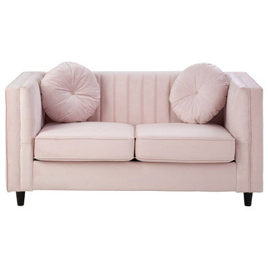 2 Seat Pink Velvet Sofa, Farah