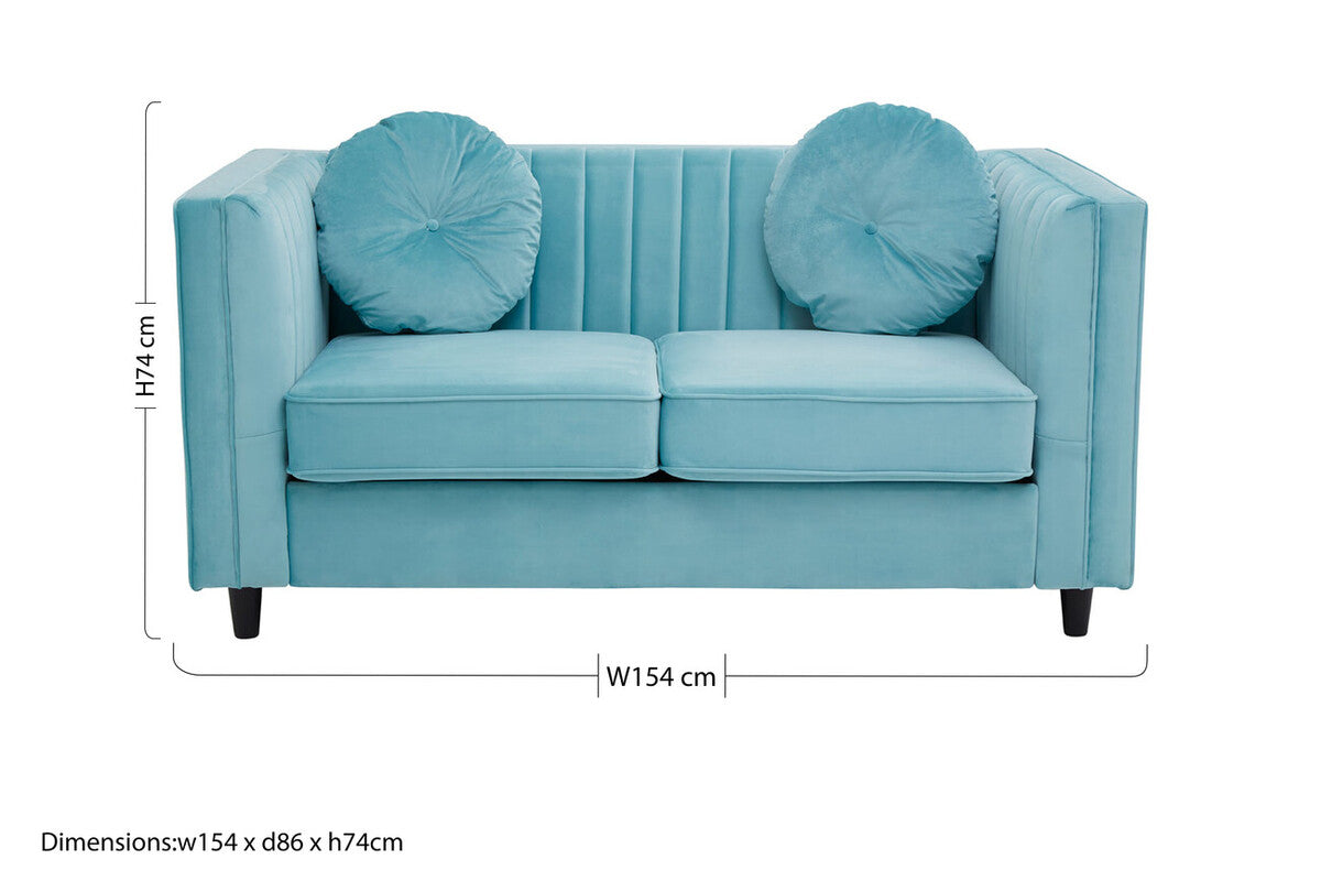 2 Seat Green Velvet Sofa, Farah