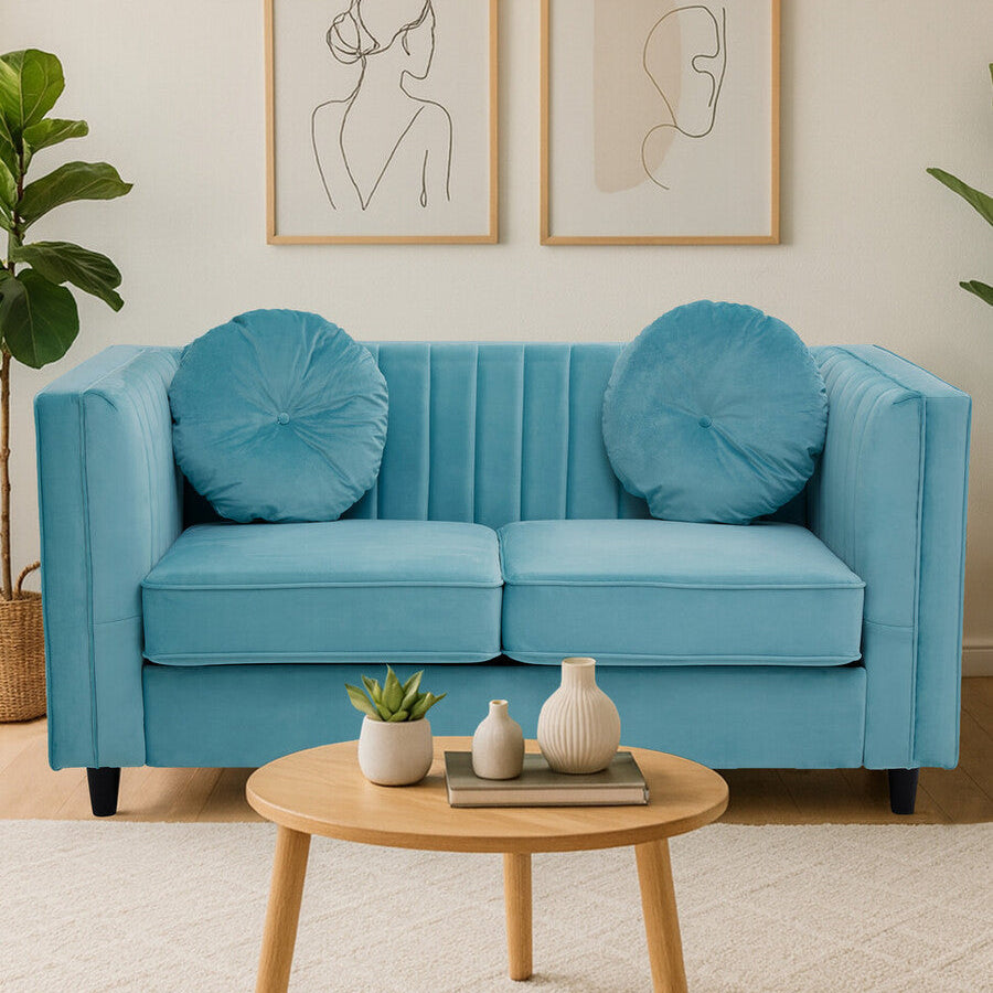 2 Seat Green Velvet Sofa, Farah