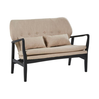 2 Seat Beige Sofa With Black Wood Frame, Stockholm
