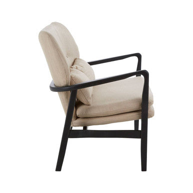 2 Seater Beige Sofa with Black Wood Frame, Stockholm