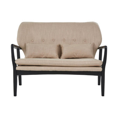 2 Seat Beige Sofa With Black Wood Frame, Stockholm