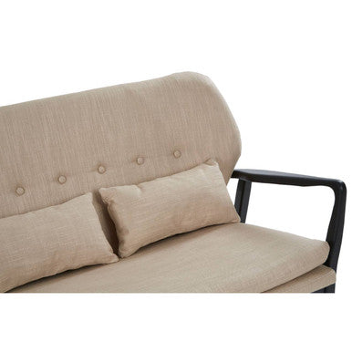 2 Seat Beige Sofa With Black Wood Frame, Stockholm