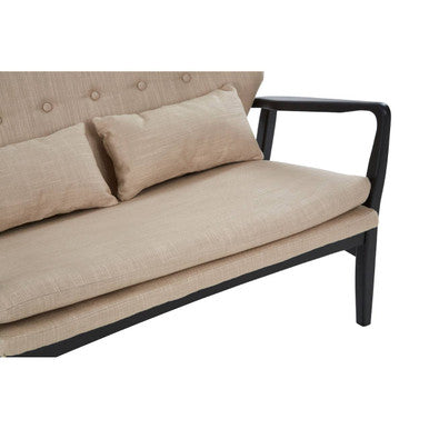 2 Seat Beige Sofa With Black Wood Frame, Stockholm