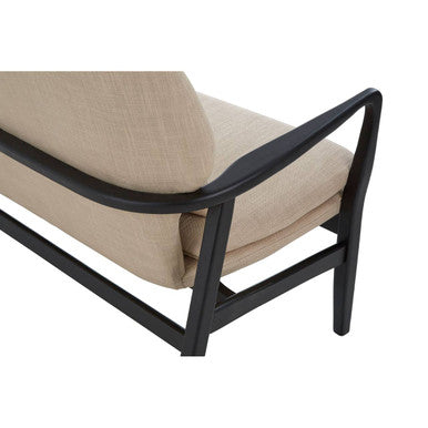 2 Seat Beige Sofa With Black Wood Frame, Stockholm