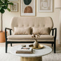 2 Seat Beige Sofa With Black Wood Frame, Stockholm