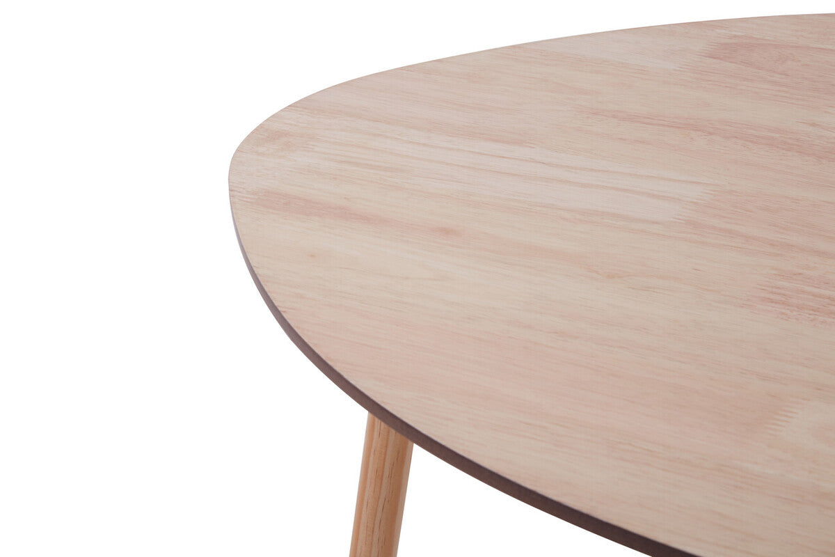 Set Of 2 Natural Wooden Nesting Side Tables With Tripod Legs & Rounded Triangle Tops, Rostok