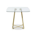 Clear Glass Top & Gold Square Steel Dining Table, Metropolitan
